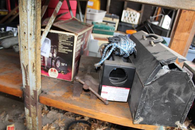 lot 104 image: Miller Paint Sprayer, Vise, Tool Box, And More