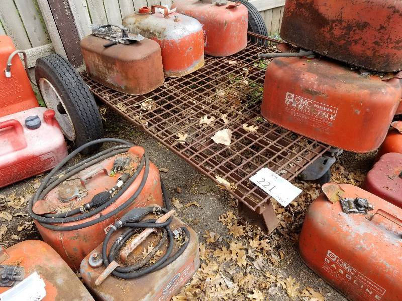 lot 221 image: Metal Grate Skid with Wheels For Transport in Yard