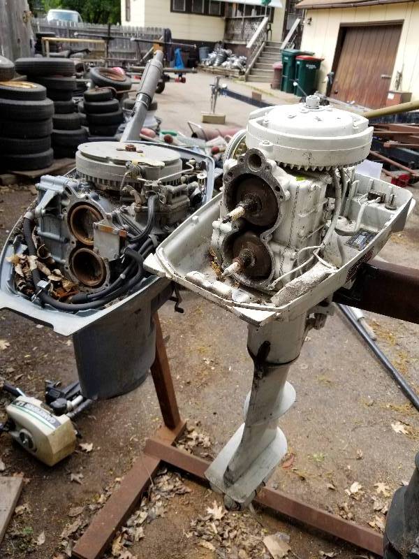 lot 36A image: Lot of (2) Late 1960s Vintage Two Stroke Outboard Motors