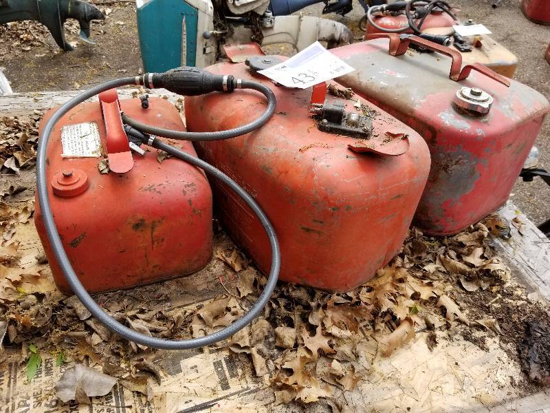 lot 43A image: Lot of (3) Metal Outboard Fuel Tanks