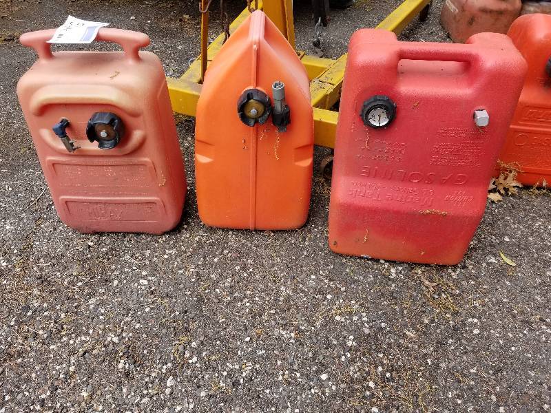 Lot of (3) Red Poly Outboard Fuel Tank