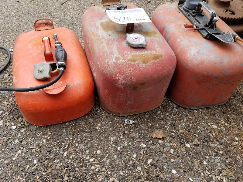 lot 52A image: Lot of (3) Metal Outboard Fuel Tanks