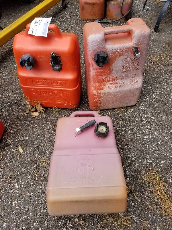 lot 55A image: Lot of (3) Red Poly Outboard Fuel Tank