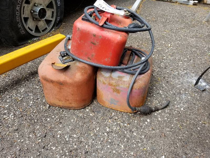 lot 56A image: Lot of (3) Metal Outboard Fuel Tanks