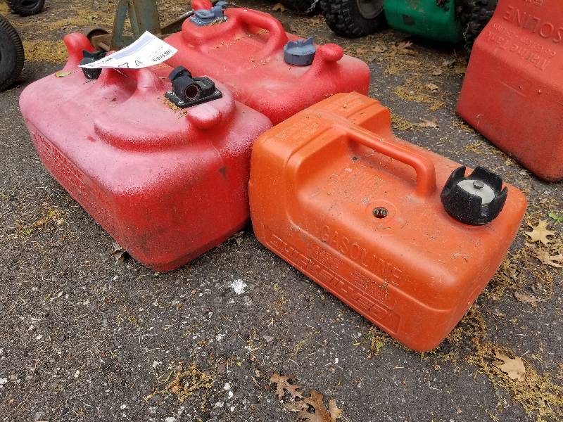 lot 57A image: Lot of (3) Red Poly Outboard Fuel Tanks