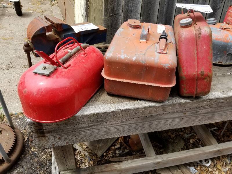 lot 53A image: Lot of (3) Metal Outboard Fuel Tanks