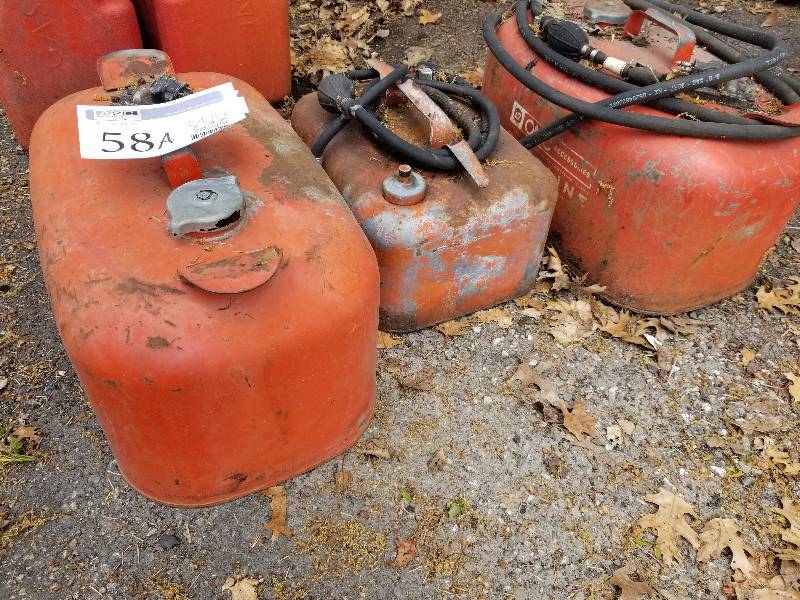 lot 58A image: Lot of (3) Metal  Outboard Fuel Tanks