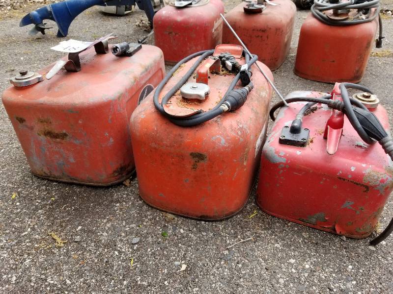 lot 48A image: Lot of (3) Metal Outboard Fuel Tanks