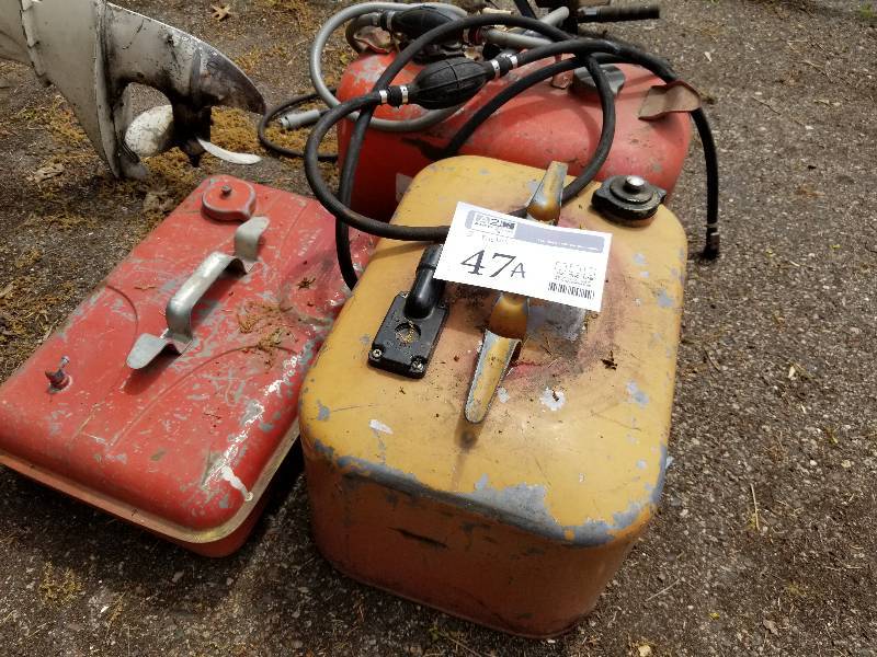 lot 47A image: Lot of (3) Metal Outboard Fuel Tanks