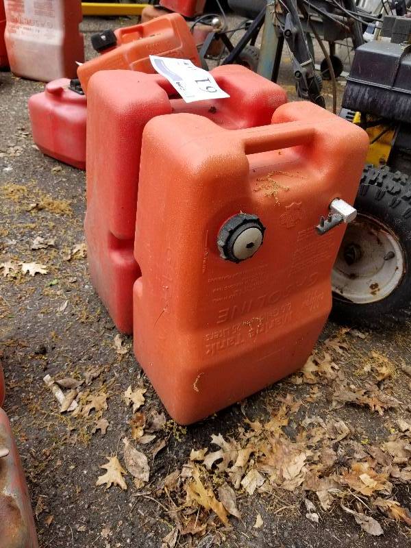 lot 61A image: Lot of (2) Red Poly Outboard Fuel Tanks