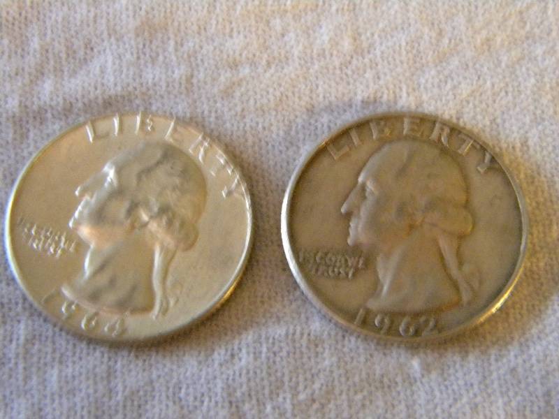 1962 D & 1964 D Washington Silver Quarters