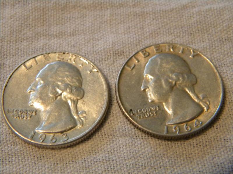 1963 D & 1964 D Washington Silver Quarters