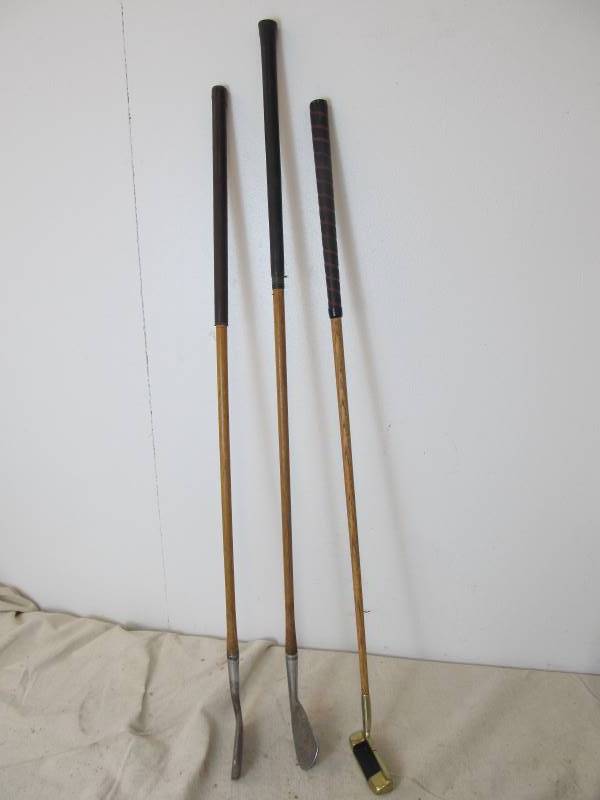 lot 25 image: Lot of 3 Hickory Shaft Golf Clubs