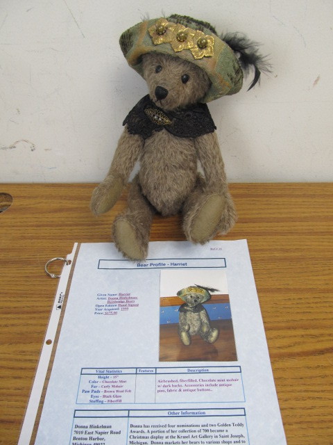 lot 173 image: Hand-Made, Hand-Signed Teddy Bear by Donna Hinkelman Harriet Bear