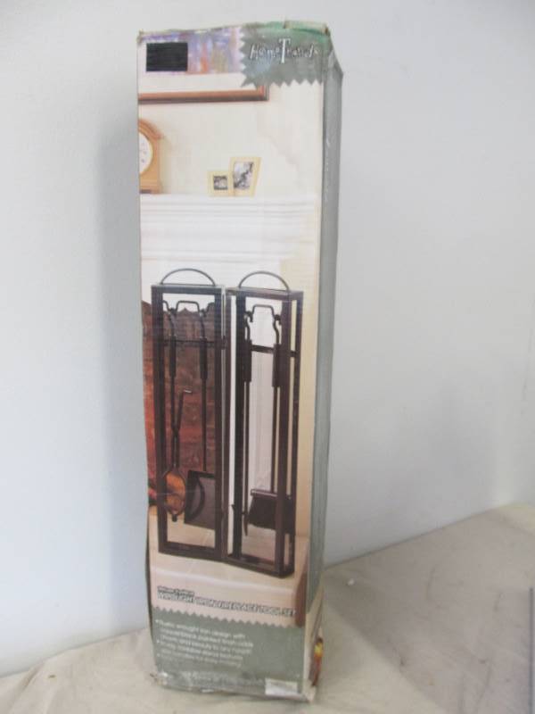 lot 44 image: BRAND NEW Wrought Iron 5-Piece Fireplace Tool Set