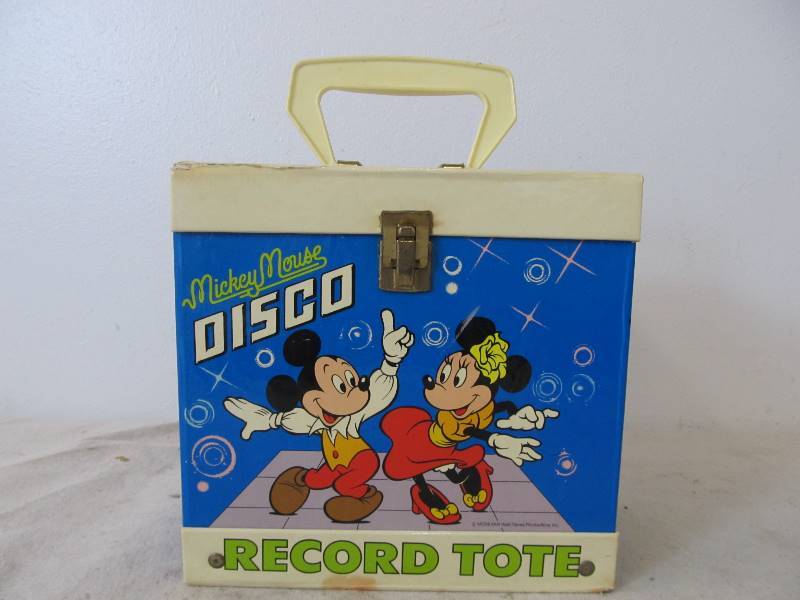 lot 79 image: Nice Vintage Disney Mickey Mouse Disco Record Tote Box wRecords