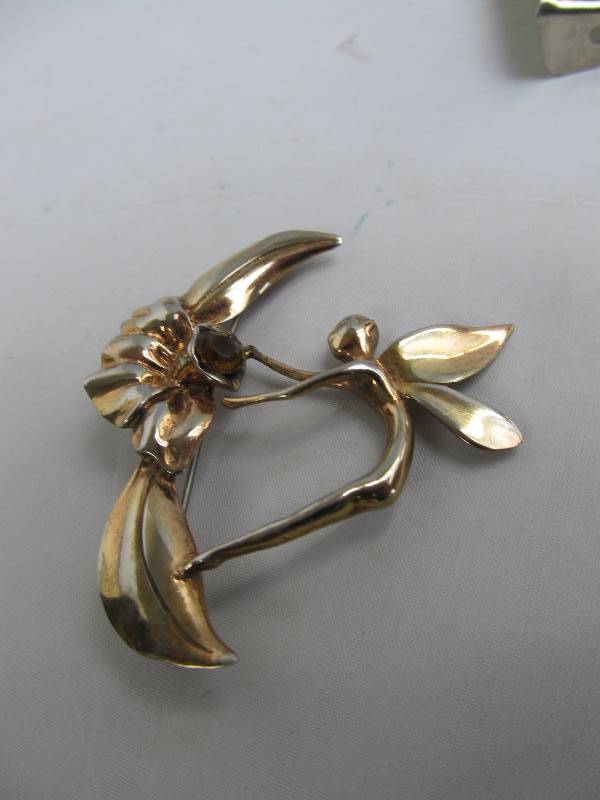 lot 181 image: Vintage Nouveau Style Sterling Silver Fairy Brooch