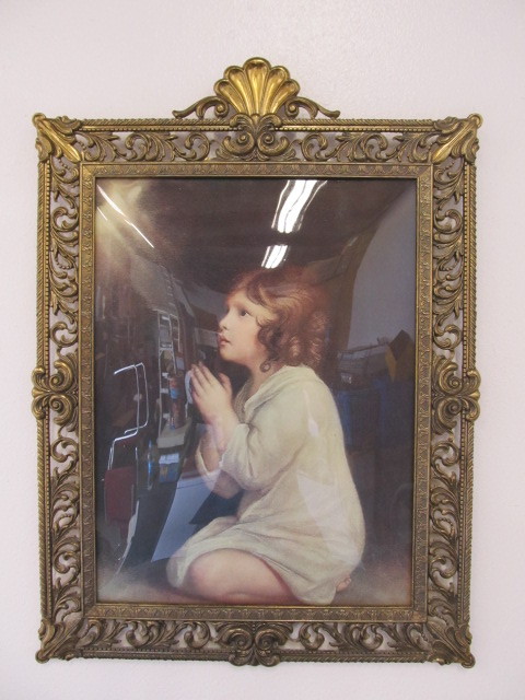 lot 152 image: Vintage Solid Brass & Convex Glass Italian Framed Print