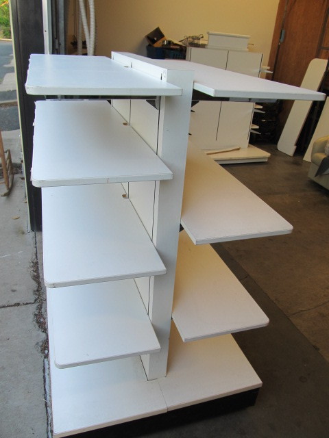 lot 198 image: Nice 2-Sided Rolling Retail Display Shelf Unit