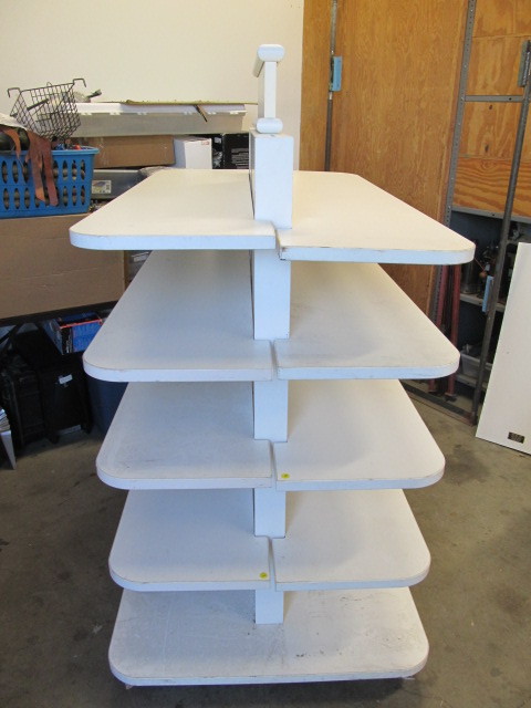 lot 199 image: Nice 2-Sided Rolling Retail Display Shelf Unit