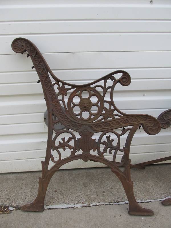 lot 201 image: Vintage Cast Iron Park Bench Ends