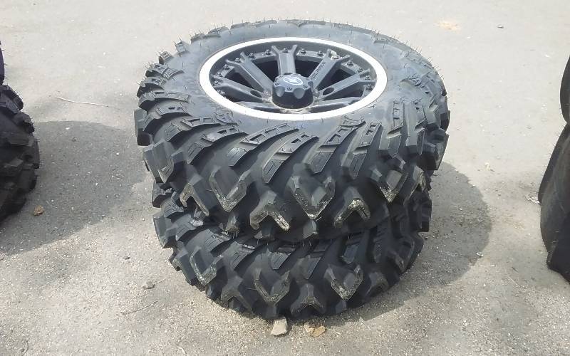 Pair 26x9x14 ITP Terra Cross RTxD Tires (New) On Polaris Rims