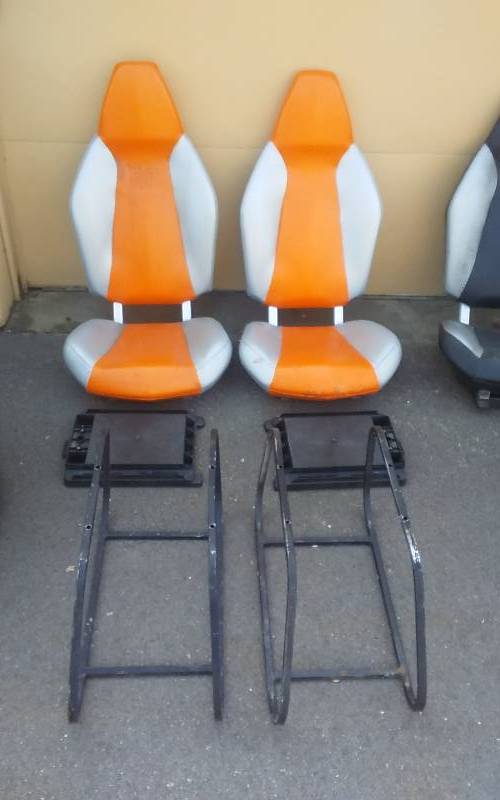Pair OrangeSilver Razor Seats With Mounting Brackets & 2 Stands
