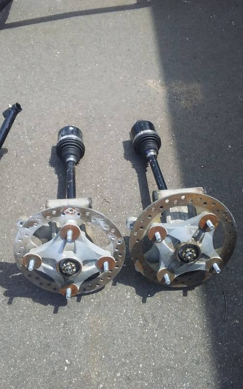 Pair Rear Suspension Hubs, CV Axles, Rotors - Fits 50 Inch RZR