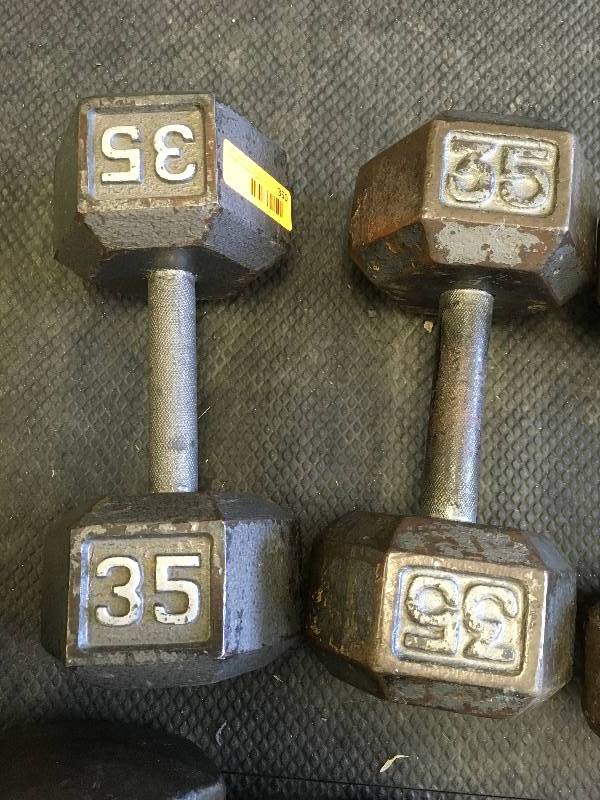 PAIR (2) 35LB DUMBBELL WEIGHTS