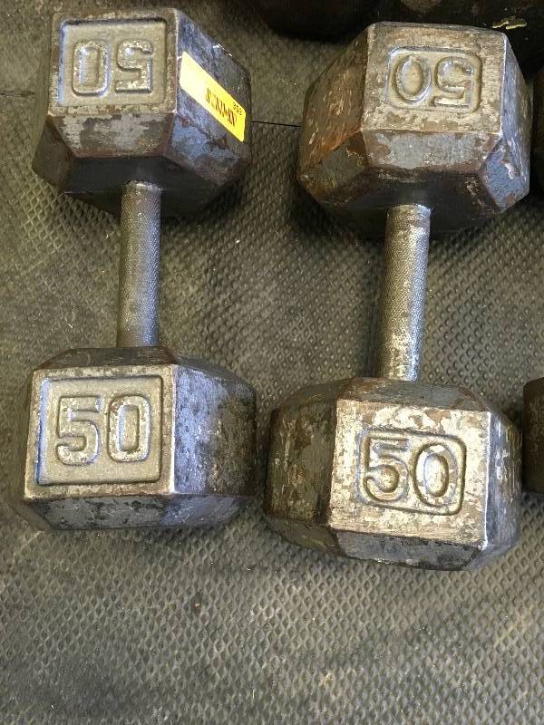 TWO 50LB DUMBBELL WEIGHTS