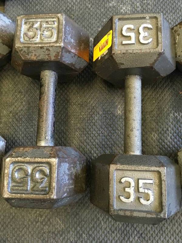 TWO 35LB DUMBBELL WEIGHTS