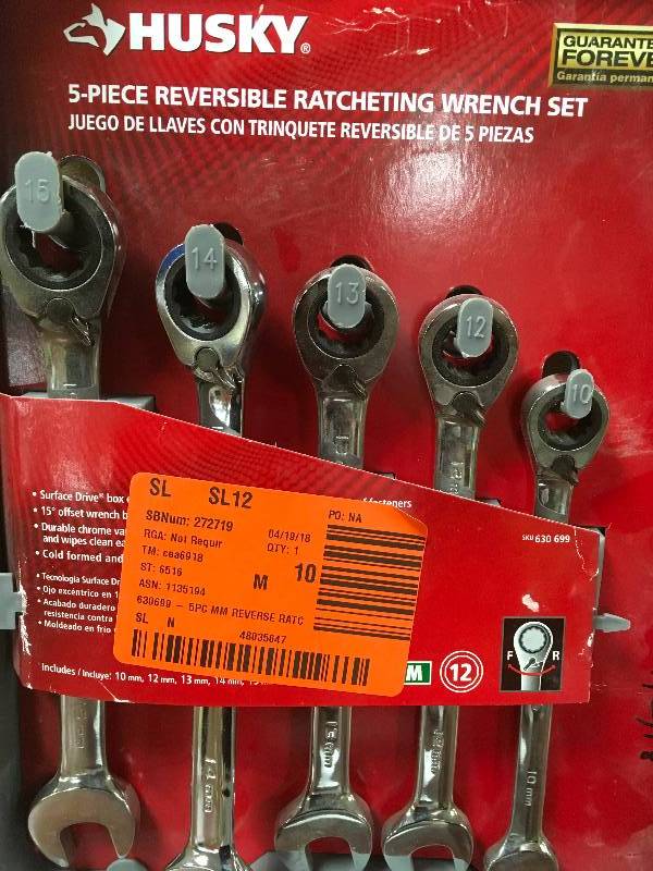 Husky 5-piece reversible ratcheting wrench set