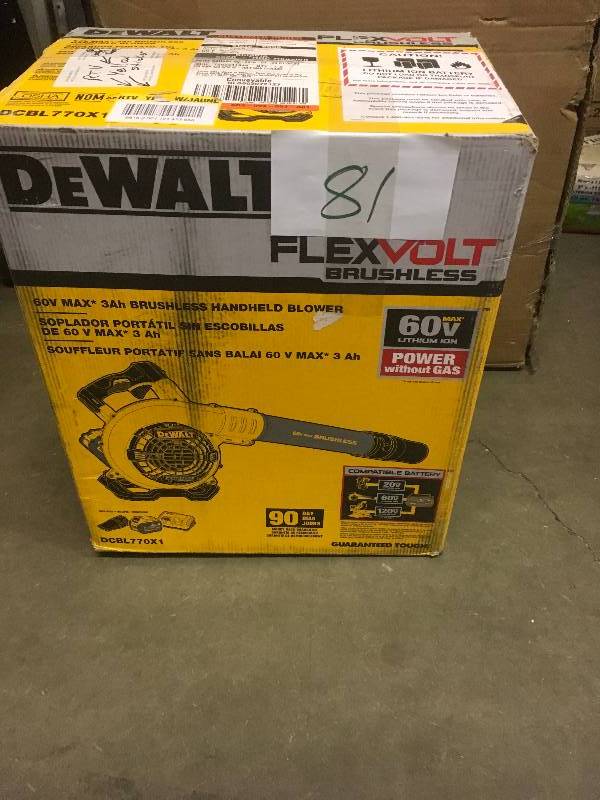 DEWALT 129 MPH 423 CFM FLEXVOLT 60-Volt MAX Lithium-Ion Cordless Handheld Leaf Blower with 3Ah Battery and Charger Included not used