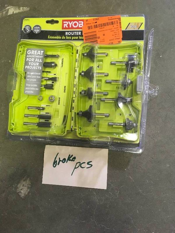 Ryobi router bits broken pcs are in the box