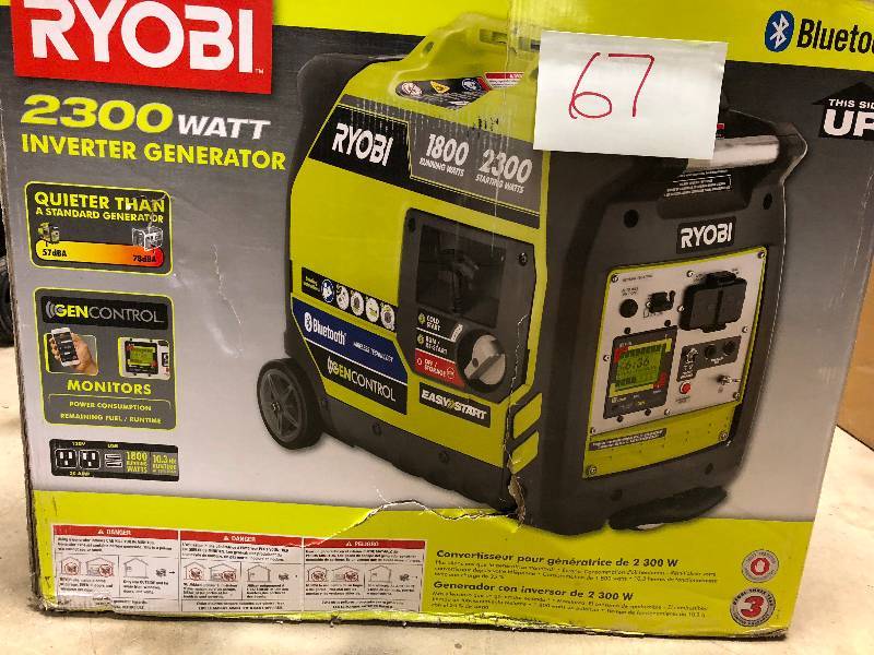 Ryobi Bluetooth 2,300-Watt Super Quiet Gasoline Powered Digital Inverter Generator in like new condition