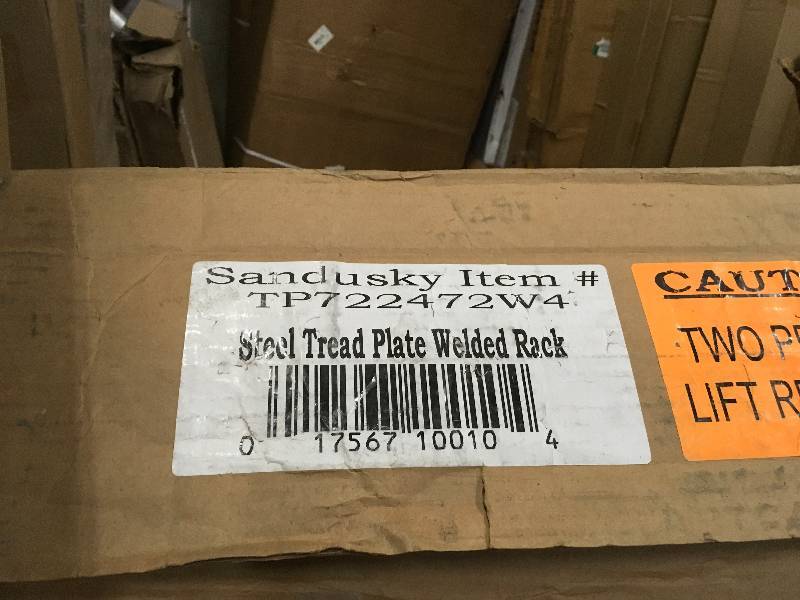 lot 2 image: Heavy-Duty 4-Shelf Welded Steel Threadplate Rack with Wire Shelves not used