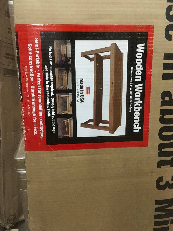 lot 43 image: Signature Development 72 in. Fold-Out Wood Workbench not used