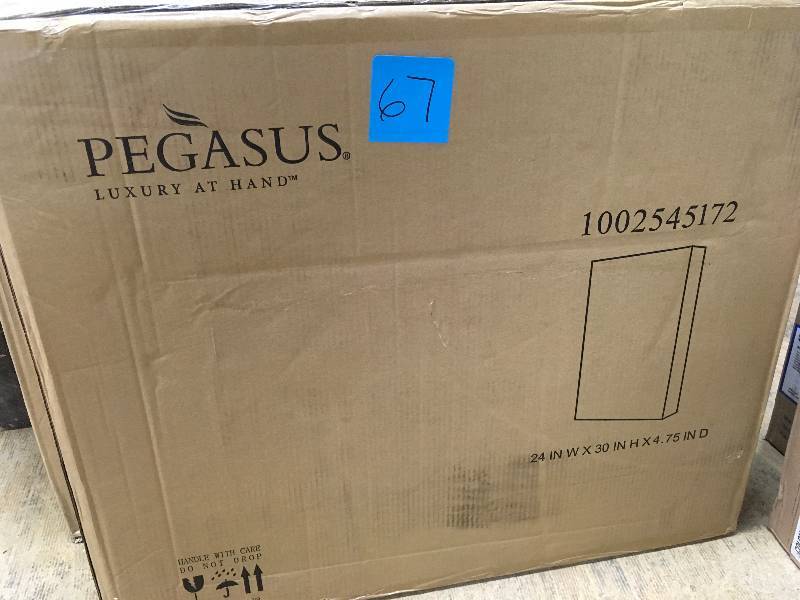lot 67 image: Pegasus 24 in. W x 30 in. H x 5 in. D Frameless Recessed or Surface-Mount Bathroom Medicine Cabinet with Beveled Mirror not used