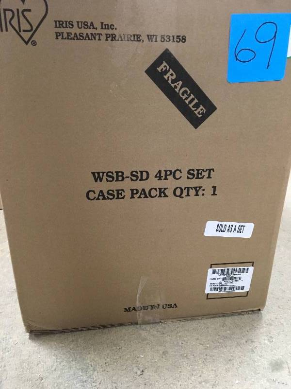 lot 69 image: Ziploc WeatherShield Clear 44 qt. Storage Boxes (Set of 4) new