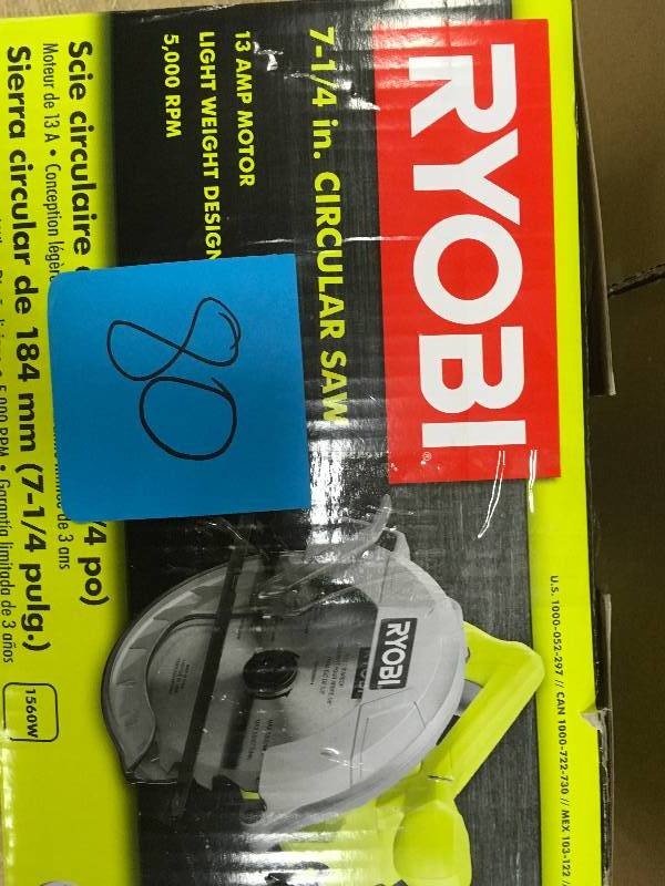 lot 80 image: Ryobi 13-Amp 7-14 in. Circular Saw