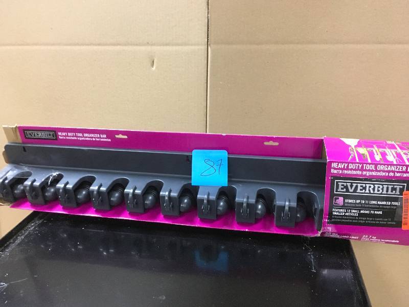 lot 87 image: Everbilt 36 in. 12-Compartment Wall Mounted Tool Small Parts Organizer not used