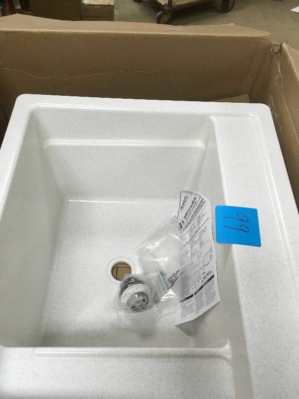 lot 99 image: MUSTEE Vector 22 in. x 25 in. Fiberglass Self-Rimming MultiTask Sink in Prairie Drift not used