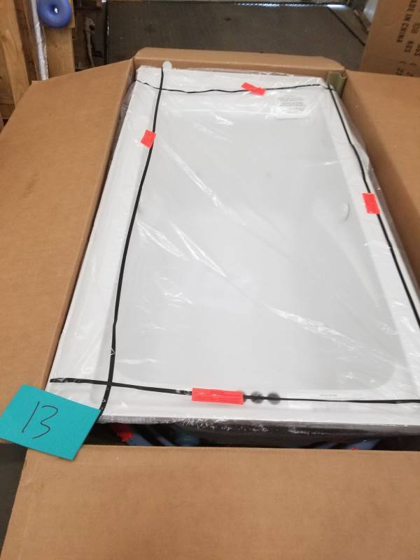 lot 107 image: American Standard EverClean 60 in. Acrylic Left Drain Rectangular Alcove Whirlpool Bathtub in White Model # 2425LC-LHO.020  not used