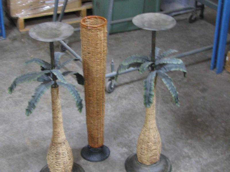 lot 56 image: Wicker Candle Holders & Umbrella Stand