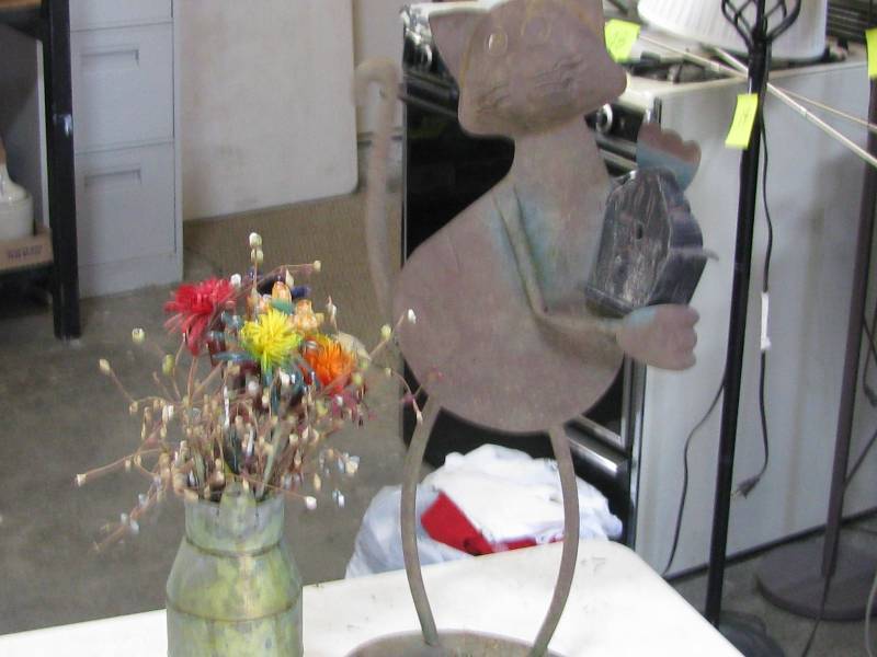 lot 79 image: Metal Cat and Pail