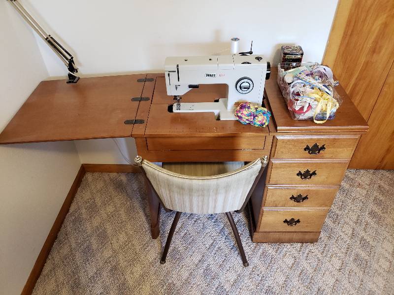 lot 8 image: Pfaff Sewing Machine, Cabinet, Sewing Items, Etc.