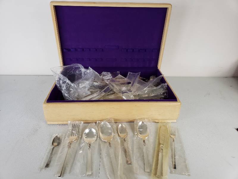 lot 37 image: Large Group of Nobility Wing Song, etc. Flatware