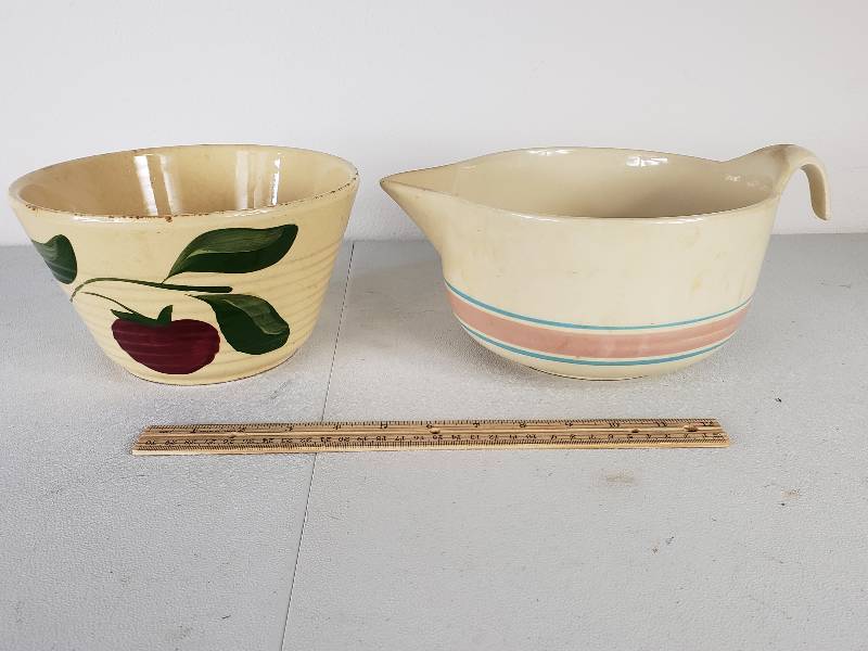 lot 38 image: Advertising Watts Ware Mixing Bowl & McCoy Bowl