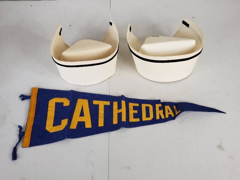 lot 44A image: (2) Vintage Nurses Caps, Vintage Cathedral Pendant