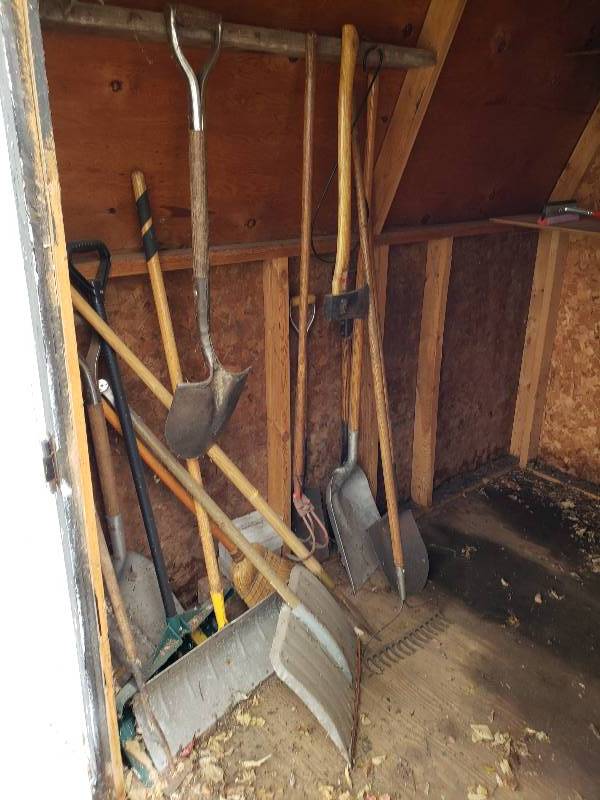 lot 64 image: Group of Shovels, Rakes, etc.